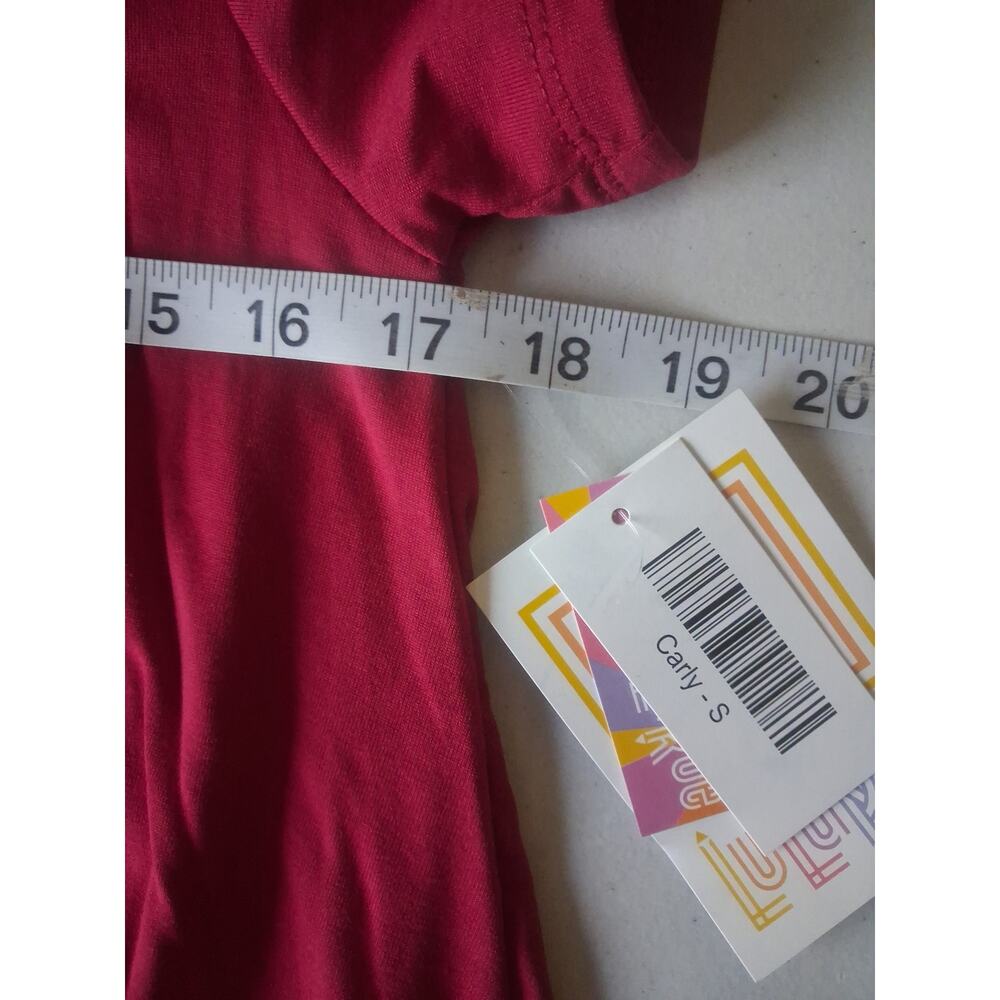 LuLaRoe CARLY High Low Dress Solid Wein Red Short Sleeve Round Neck Women Size S - Picture 4 of 6